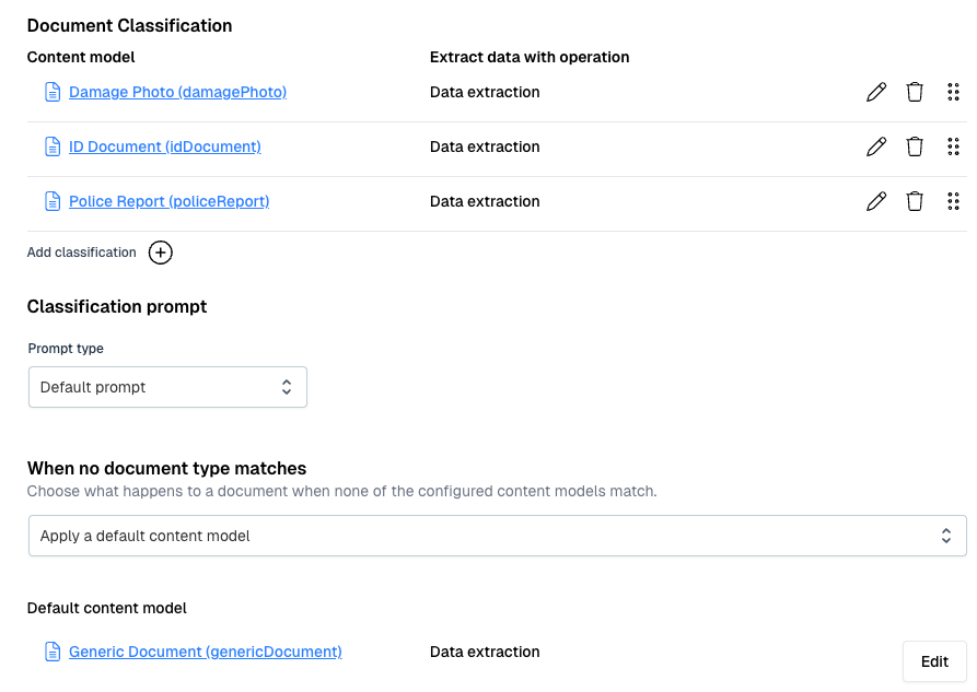Configuring a fallback content model for documents that match nothing else